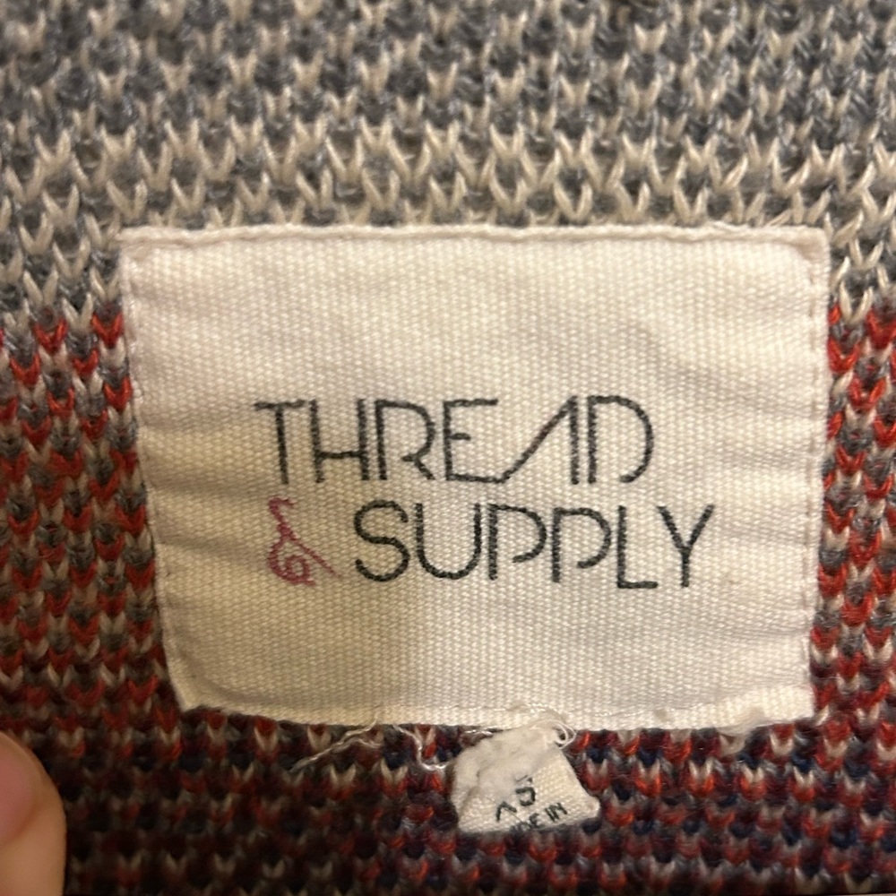 Thread & Supply ladies olive green utility vest with tribal knit back, size XS. - Picture 8 of 10